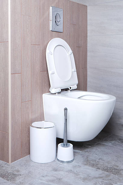 istock Hanging toilet on  wall background 2205244630