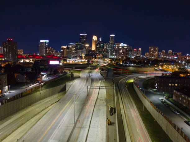 istock Aerial view of Downtown Minneapolis at night 2205253157