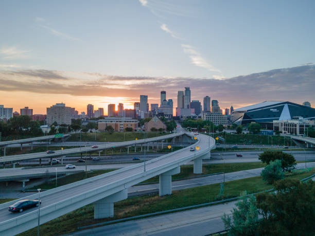 istock Aerial view of Downtown Minneapolis during sunset 2205253188