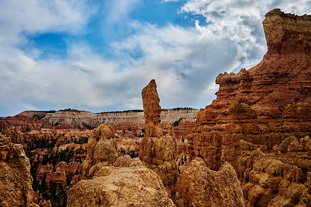 Elevated view of canyon and hoodoos at sunrise, Bryce Canyon