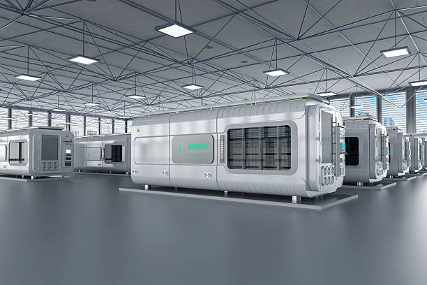 istock Amount of energy storage systems or battery container units in factory 2205292853