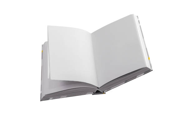 istock A blank book levitating in the air, open white pages with a clean layout. Perfect for educational 2205305823