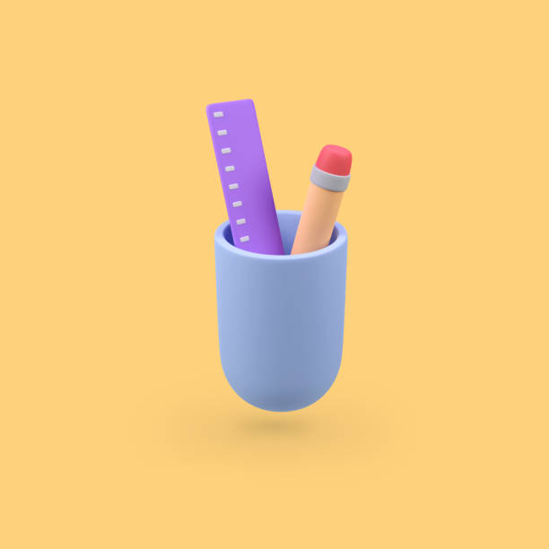istock Ruler with pencil schools isolated 3d render icon illustration 2205309091