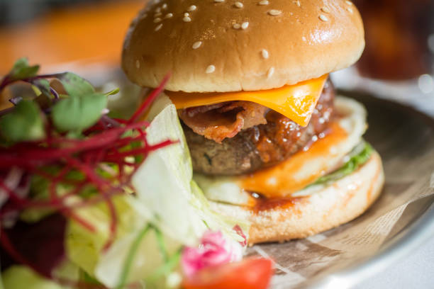 istock Close-up of the hamburger on the dish 2205311280