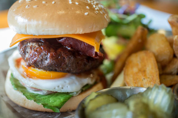 istock Close-up of the hamburger on the dish 2205311292