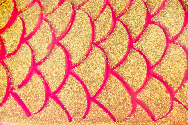 Scale naga colorful glitter texture with overlap seamless patterns abstract gold red pink background