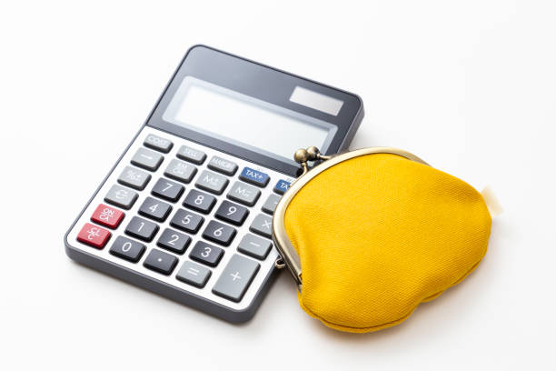 istock Calculator and wallet on white background. 2205312466