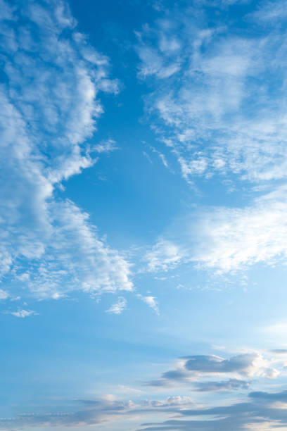 istock Serene Blue Sky with Scattered Clouds and City Skyline 2205320920