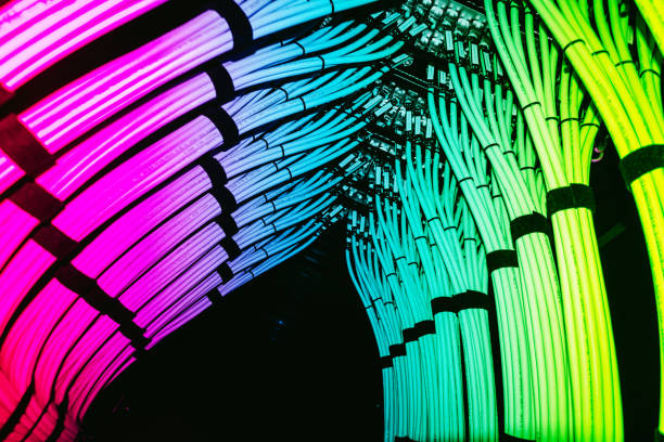 Vibrant Neon Lights in an Abstract Colorful Tunnel Formation