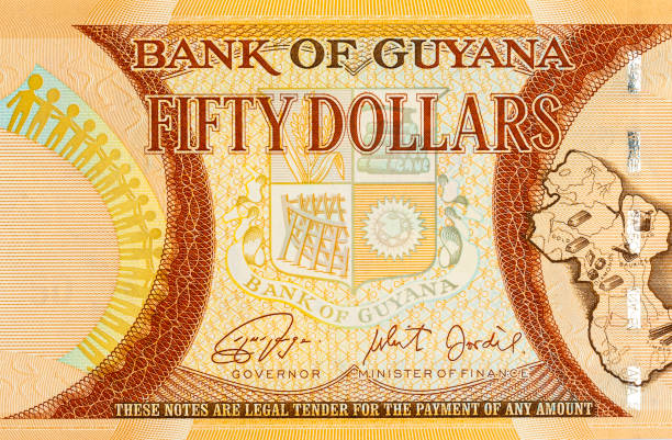 istock Closeup of Guyana 50 Dollars Banknote 2205328772