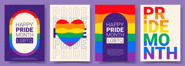illustrations, cliparts, dessins animés et icônes de affiches simples du mois de la fierté - personne lgbtiq