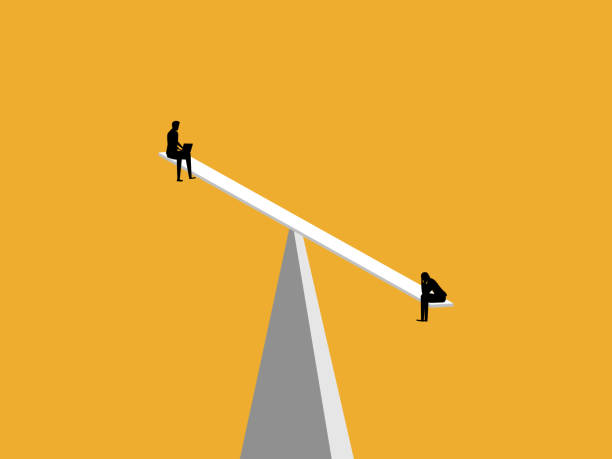 istock Businessman working with hopeless people on the balance board 2205332055