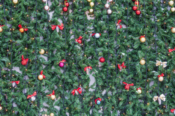 istock Christmas installation, fir branches with decorations. 2205334765