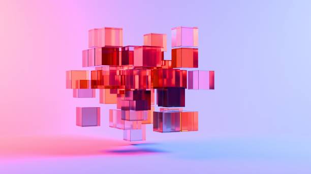 istock Floating translucent cubes in red and pink hues, creating a vibrant and dynamic abstract design against a soft gradient background. 2205335060