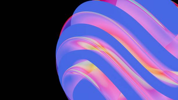 istock Abstract Layered Shape with Iridescent Hues and Bold Blue Design 2205335887