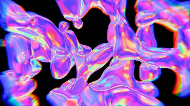 istock Abstract Fluid Shapes with Iridescent Rainbow Colors 2205335913