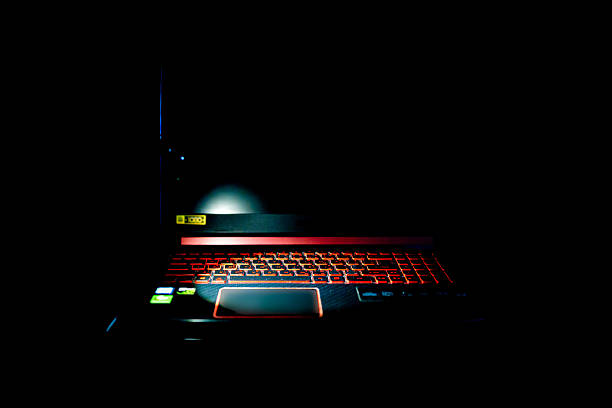 istock View of Illuminated Keyboard for gaming. Backlit keyboard with versatile color schemes, focus selective 2205336544