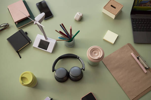 istock Workplace With Modern Office Supplies And Gadgets 2205336706