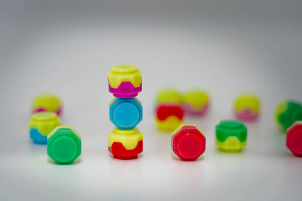 Korean traditional game kit Gonggi.Colourful plastic stones. High quality photo