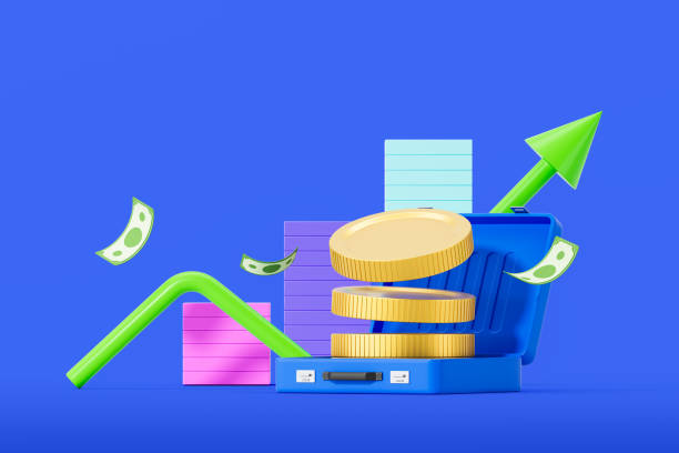 istock Financial Growth Concept with Coins and Briefcase. 3D Rendering 2205341400