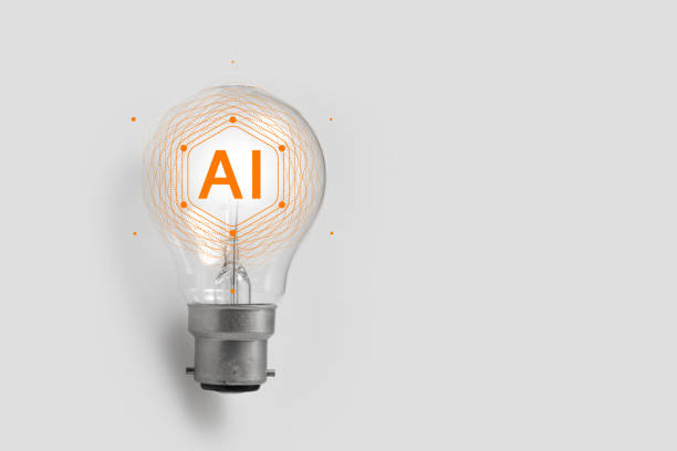 istock Light Bulb with Chip and Text AI on a white Background 2205345396