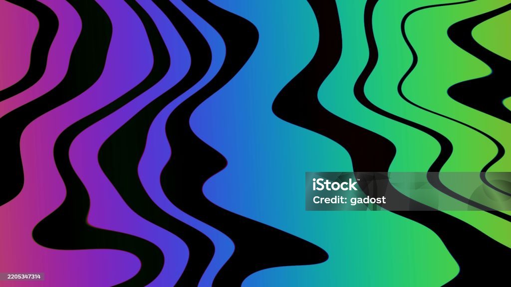 Psychedelic Wave Pattern In Neon Purple And Green For Retro 80s Trippy ...
