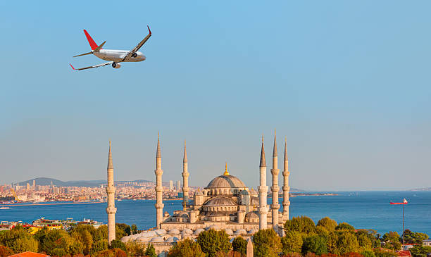 istock Airplane flying above The Blue Mosque (Sultanahmet) - Istanbul, Turkey 2205348699