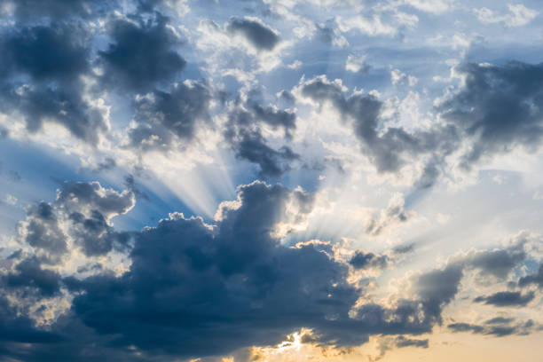 Dramatic cloud mood in the evening sky, Bavaria, Germany, Europe