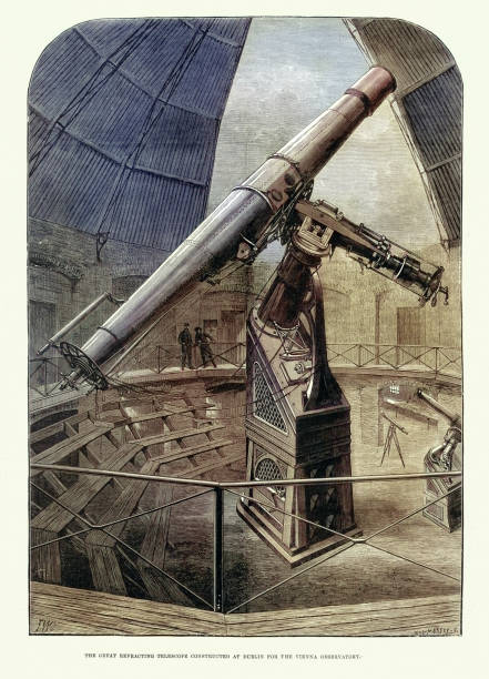 History of astronomy, Great refracting telescope constructed at Dublin for the Vienna Observatory, Vintage illustration 19th Century, 1881