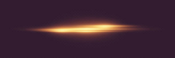 Horizontal light effect, special effect golden beam. Horizontal light effect, special effect golden beam. On a transparent background. traffic lights blur stock illustrations