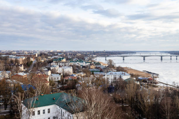 istock Kostroma cityscape with bridge and river in winter 2205363826
