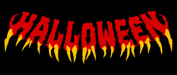 istock Halloween aggressive text with teeth. Stylish Halloween letter design. Horror sticker, invitation, banner, background, etc 2205368755