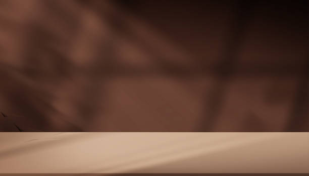 istock Background brown chocolate color.Studio background of shadow,light on 3d podium for product design,Autumn Abstract background texture of window light effect on wall and floor.Vector for Easter display 2205375294
