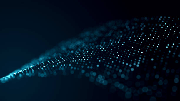 istock Abstract bright wave of glowing particles. The flow of musical sounds. Big data visualization. 3d rendering. 2205375422
