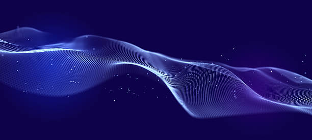 istock Abstract blue futuristic background. Technological wave of information data flow. 3D rendering. 2205375469