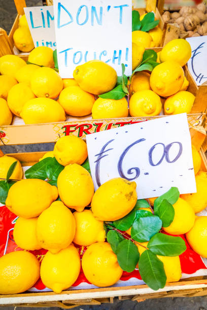 Fruits of lemons for sale at Sorrento at summer