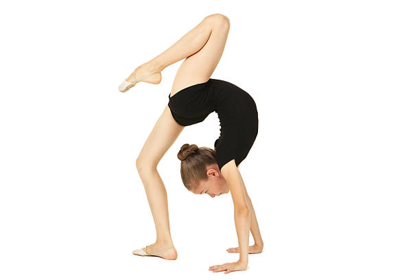 istock Young girl gymnast on white background 2205381932