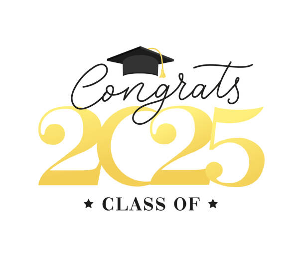 istock Class of 2025 vector illustration. Festive celebration design for graduation events and announcements. Congratulations graduates design template 2205387647