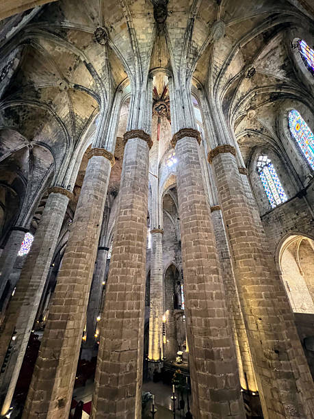 istock Gothic Church Interior with High Stone Pillars 2205392932
