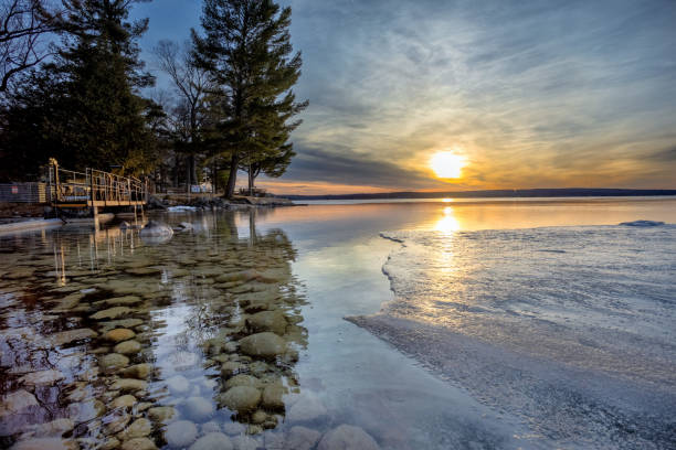 istock Cut River Dam Winter Thaw Sunset 2205394393