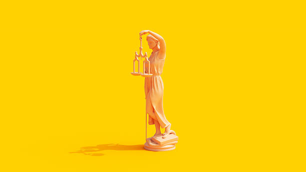 istock Vivid Yellow Peach Skin Tone Justice Statue 2205395835