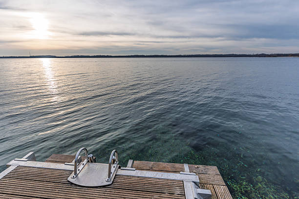 Beautiful Sunset at the Cospudener Lake in Leipzig, Germany