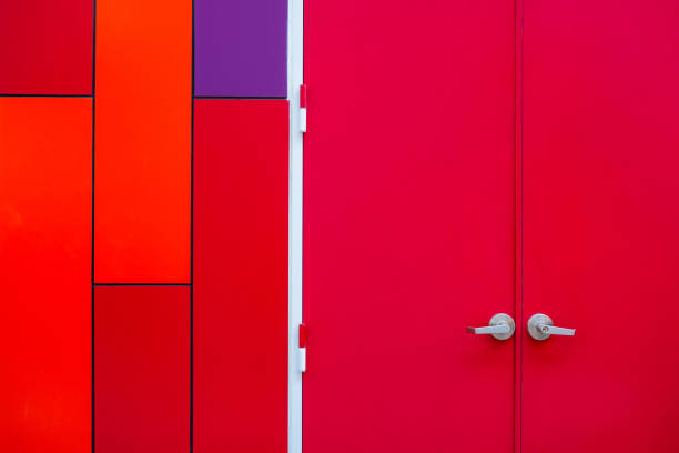 istock Red door of a modern building 2205398062
