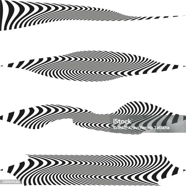 Swirl Distorted Pattern Black Swirl Pattern White Wave Illusion Dynamic Stripe Form Vector ...