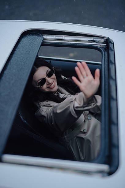 istock Pretty sitting preens in a car 2205417266