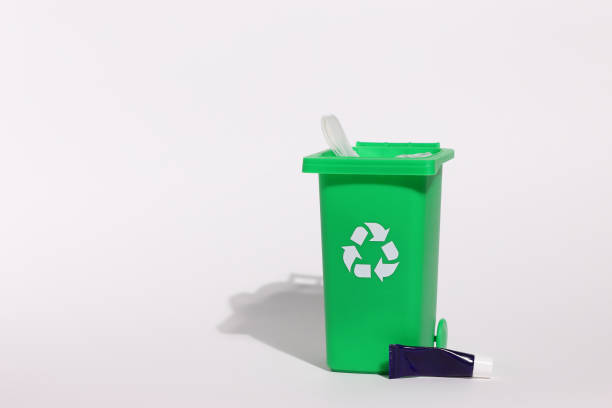 istock Green recycling bin, recycle trash comtainer, isolated 2205430481