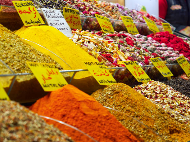 istock Colorful spice market display 2205431417
