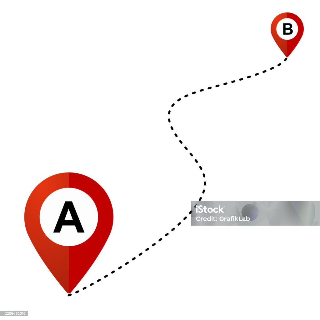 Point Rout Image Minimalist Map Illustration Route Point A To Point B Stock Illustration ...