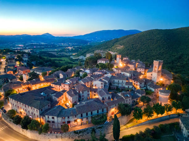 istock Corciano, Italian medieval town from drone 2205435744