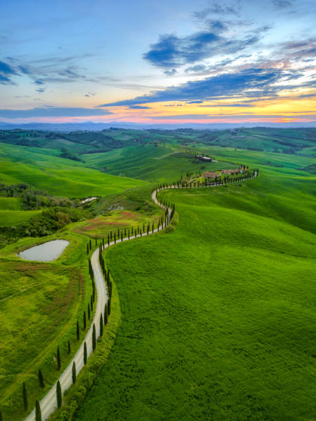 istock Asciano, Tuscan landscape from drone 2205435783